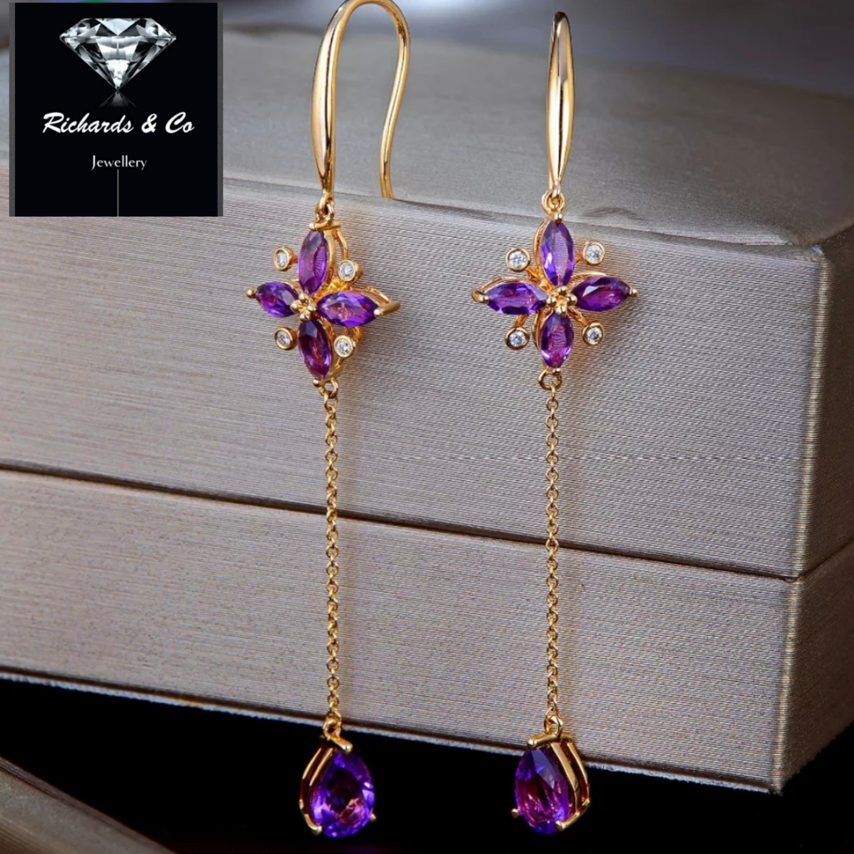 Flipkart.com - Buy Gempro Gemstones Jewelry Genuine Purple Amethyst Drop  Earrings For Women Amethyst Brass Drops & Danglers Online at Best Prices in  India