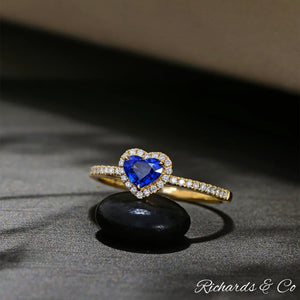 Heart Sapphire & Diamond Ring