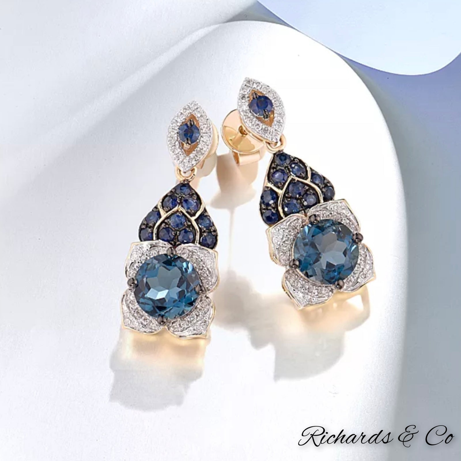 Diamond & Multi Gemstone Drop Earrings ( FAITH Collection)