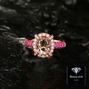 Morganite,Diamond & Pink Sapphire 18k Rose Gold Ring
