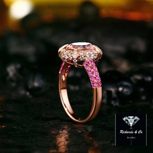 Morganite,Diamond & Pink Sapphire 18k Rose Gold Ring