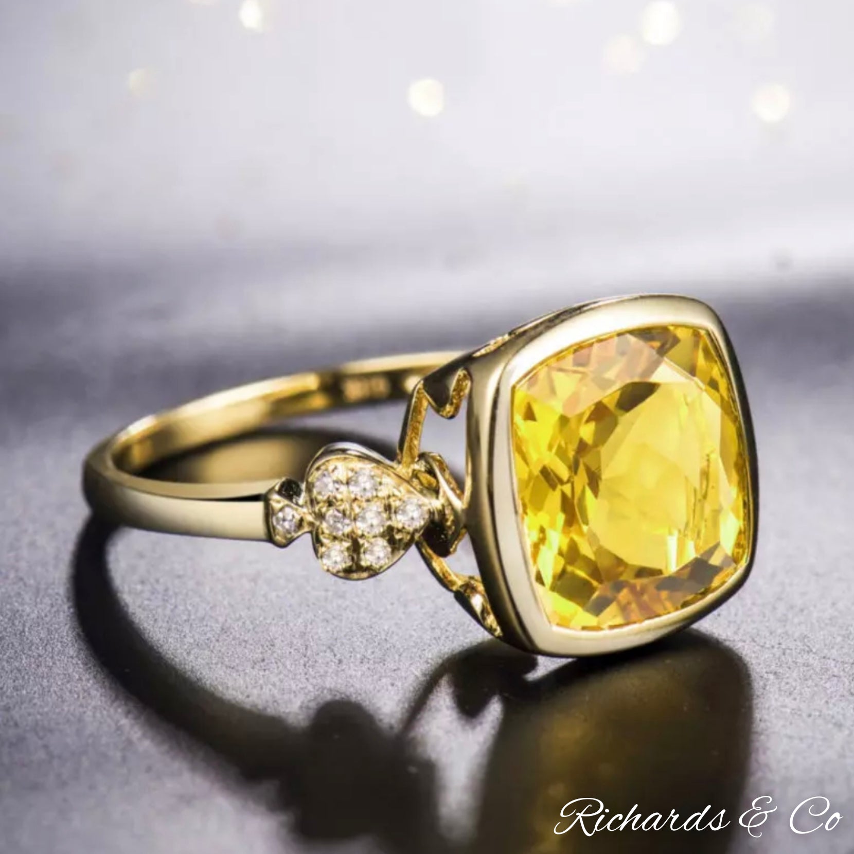 Citrine & Diamond 18K Yellow Gold Ring - Richards & Co Jewellery