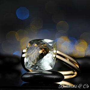 Collection: GOOD- FORTUNE / Green Amethyst Ring 14K Yellow Gold Ring