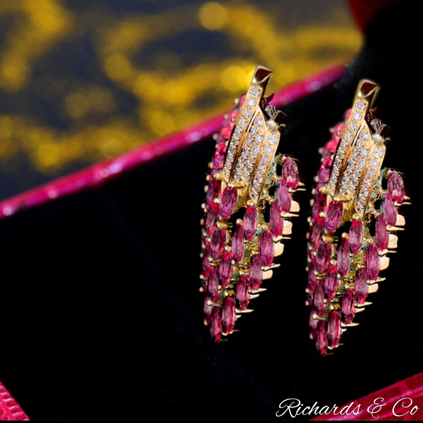 Pink ruby earrings hotsell