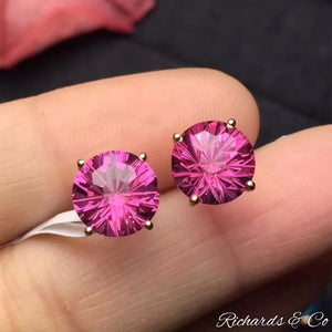 Natural Pink Topaz- Rose Gold Stud Earrings