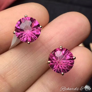 Natural Pink Topaz- Rose Gold Stud Earrings