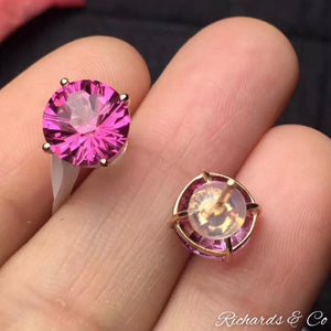 Natural Pink Topaz- Rose Gold Stud Earrings