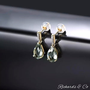 COLLECTION - Good Fortune / Green Amethyst & Diamond Earrings