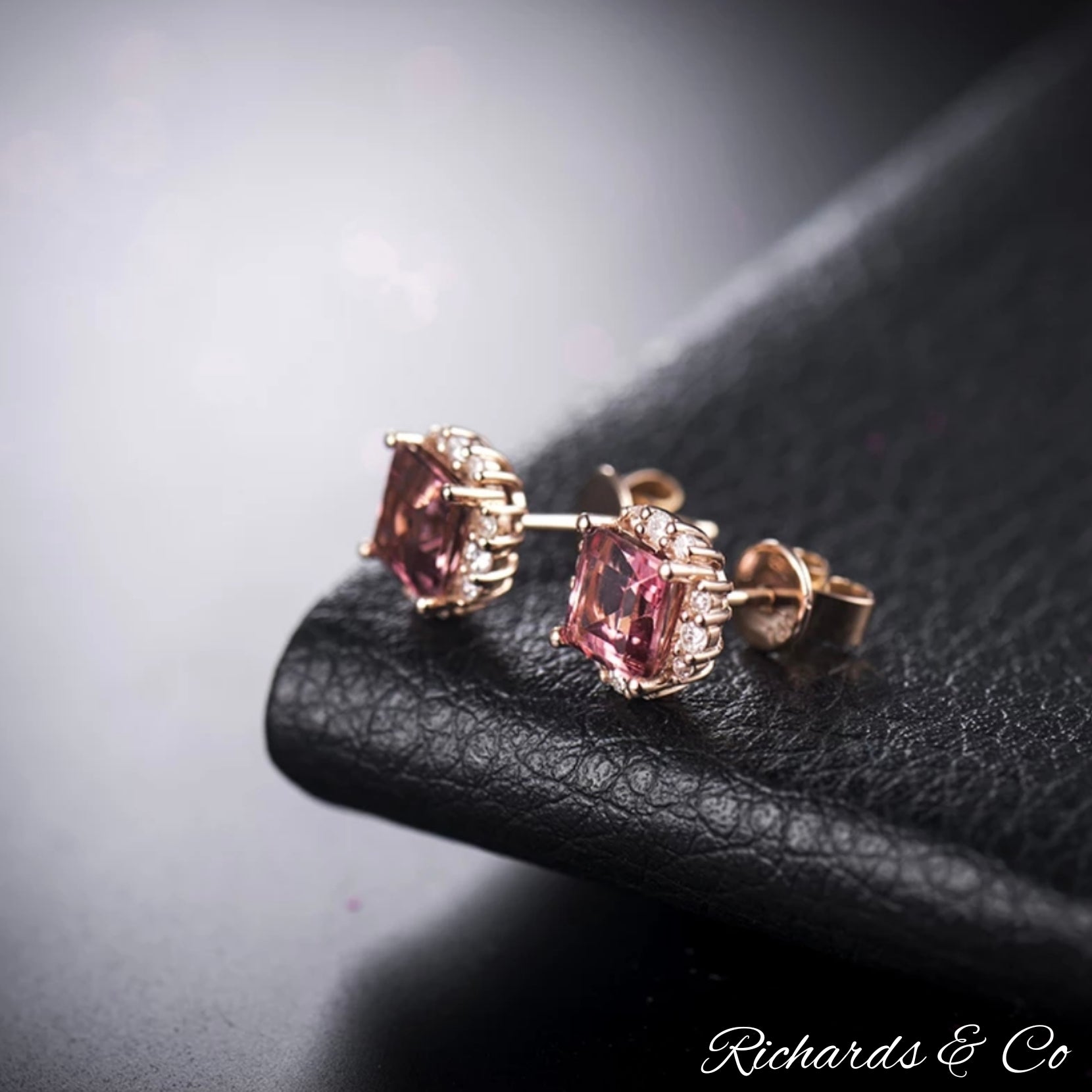 Tourmaline and Diamond Rose Gold Earrings | KLENOTA