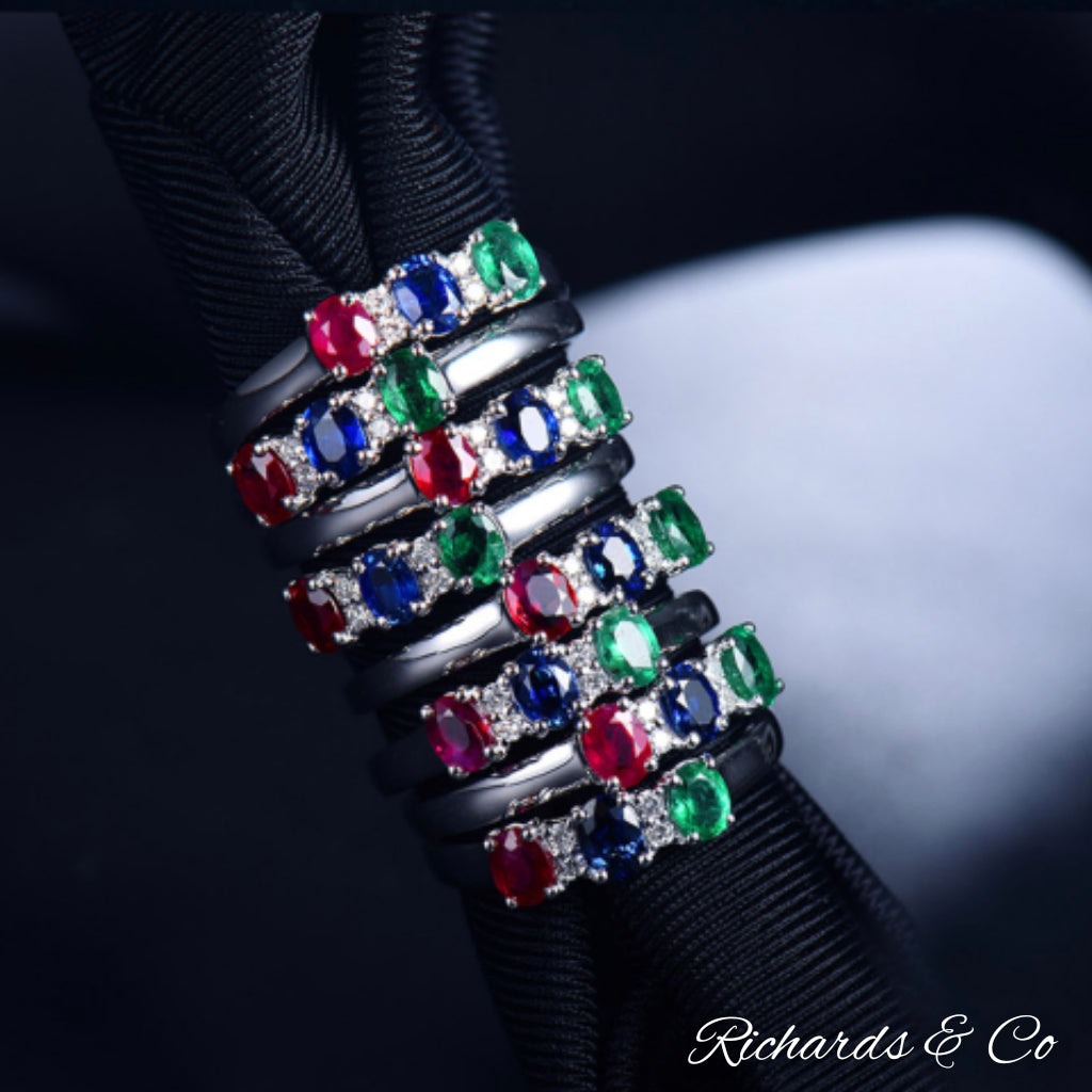 COLLECTION - Enchanted Ring / Emerald Sapphire & Ruby 14K