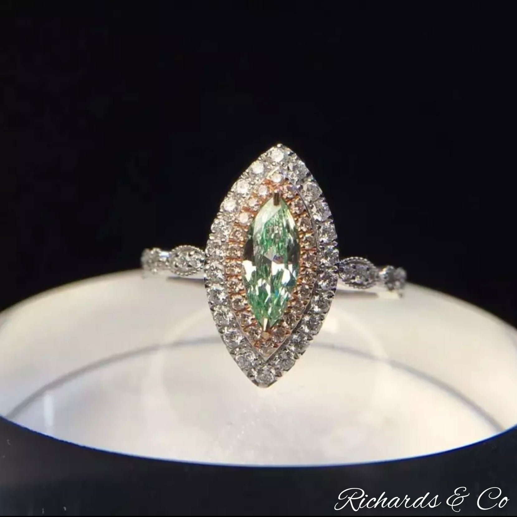 Collection - PENELOPE Green Diamond 18K White Gold Ring