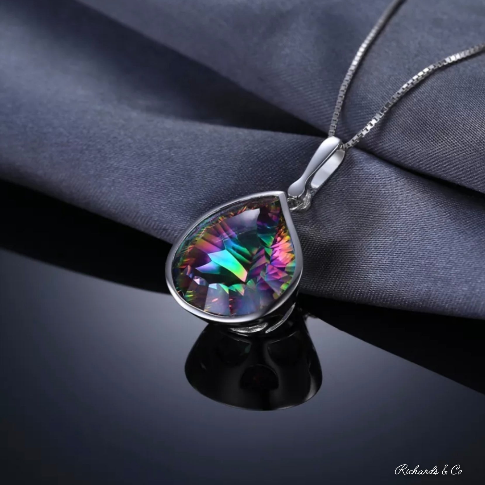 Rainbow Topaz 15ct ( Mystic) Solid Silver Necklace